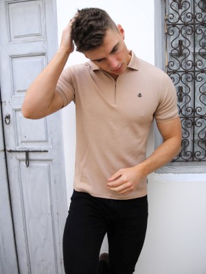 Blakely Amot Textured Polo Shirt Głęboka Brązowe | 485027-CKO