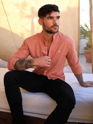 Blakely Berkane Linen Shirt Terracotta | 207986-SIO