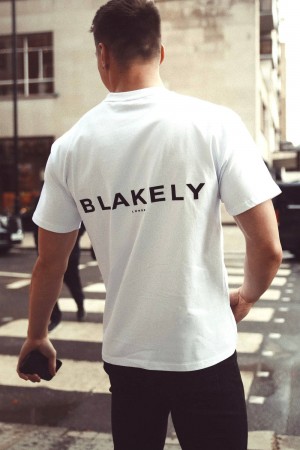 Blakely Blakely London Oversized T-Shirt Białe | 216859-UAB