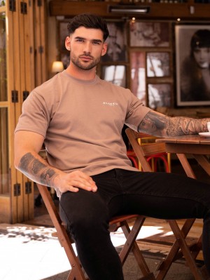 Blakely Blakely London Relaxed Fit T-Shirt Brązowe | 615498-CYX