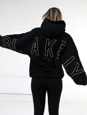 Blakely Borg Isabel Oversized Hoodie Czarne | 916574-FJE