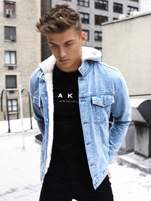 Blakely Camden Hooded Denim Jacket Głęboka Niebieskie | 926785-MWF