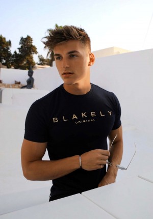 Blakely Goldcross T-Shirt Czarne | 718304-JXR