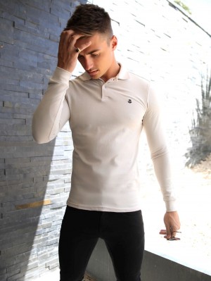 Blakely Harrow Long-Sleeve Polo Shirt Stone | 240897-SJK