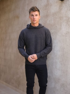 Blakely Huxley Knitted Hoodie Charcoal | 510289-MHU