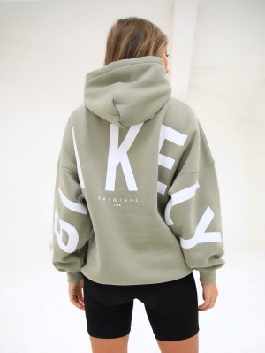 Blakely Isabel Oversized Hoodie Oliwkowe | 058927-TSH