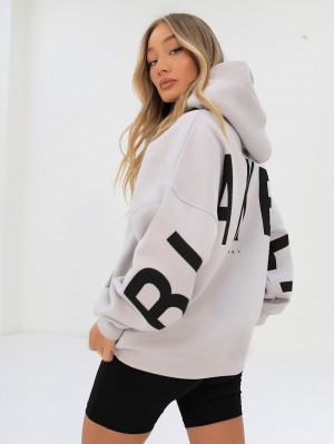 Blakely Isabel Oversized Hoodie Stone | 971643-UAQ