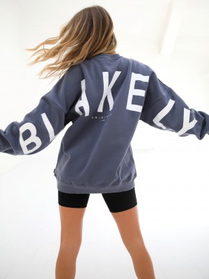 Blakely Isabel Oversized Jumper Niebieskie | 564813-EOU