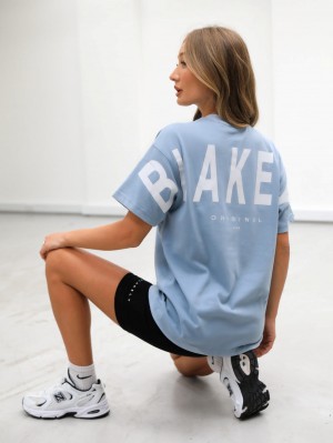 Blakely Isabel Oversized T-Shirt Niebieskie | 195346-EQR