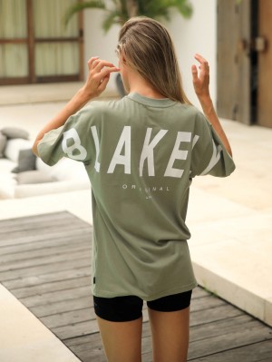 Blakely Isabel Oversized T-Shirt Oliwkowe | 087653-ARI