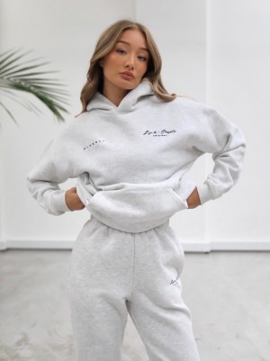 Blakely Life & Style Oversized Hoodie Białe | 195087-UTF