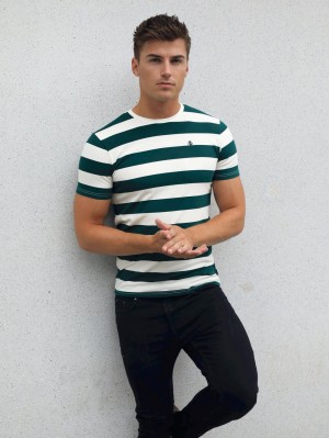 Blakely Loano Stripe T-Shirt Zielone | 497183-OFW