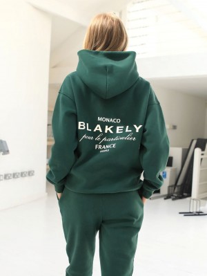 Blakely Monaco Women's Relaxed Hoodie Ciemny Zielone | 201763-MYT