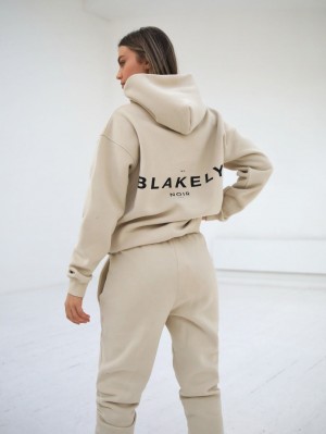 Blakely Noir II Women's Relaxed Hoodie Beżowe | 083256-OAW