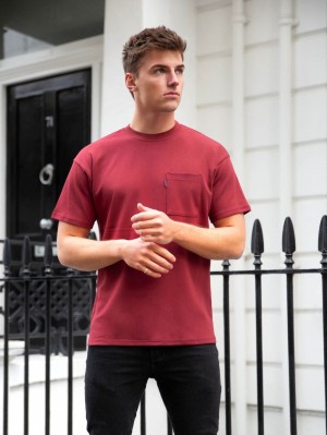 Blakely Relaxed Pocket T-Shirt Bordowe | 157604-GQK