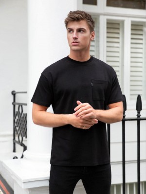 Blakely Relaxed Pocket T-Shirt Czarne | 196783-ZAQ