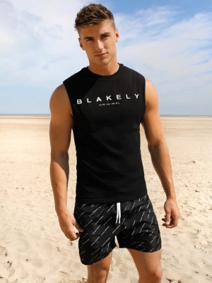 Blakely Roca Beach Sleeveless Tee Czarne | 748031-MOU