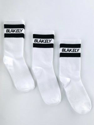 Blakely Signature Socks 3 Pack Białe | 672359-BIP