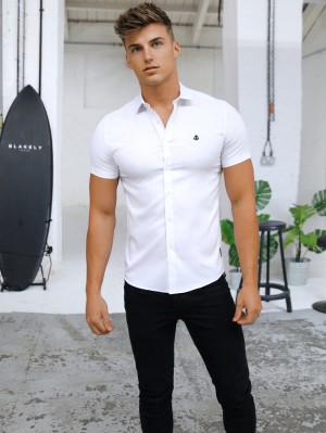 Blakely Sydney Short Sleeve Shirt Białe | 654798-QJC