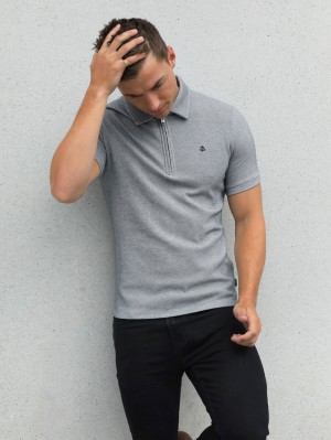 Blakely Toulon Textured Polo Szare | 023654-DMN