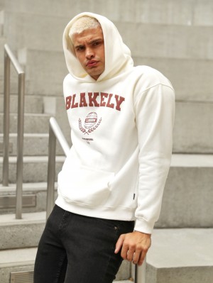 Blakely Varsity Relaxed Hoodie Białe | 760251-TDC