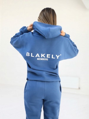 Blakely Women's Members Relaxed Hoodie Niebieskie | 642791-TCG