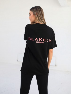 Blakely Womens Members Relaxed T-Shirt Czarne Różowe | 467982-OQL