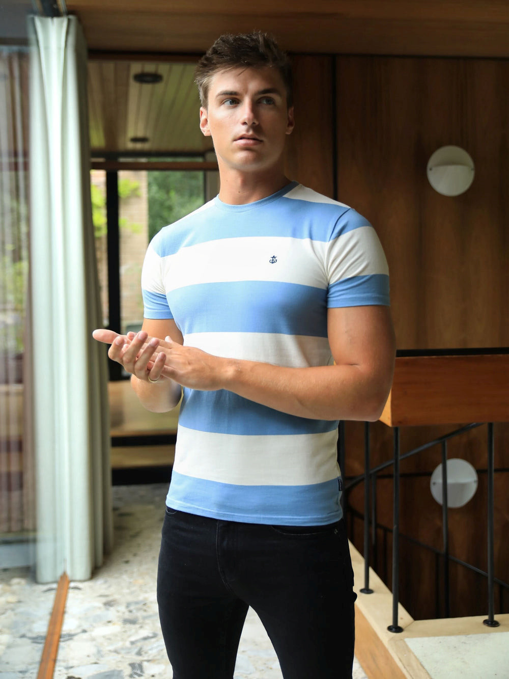 Blakely Alassio Stripe T-Shirt Niebieskie | 012475-YCP