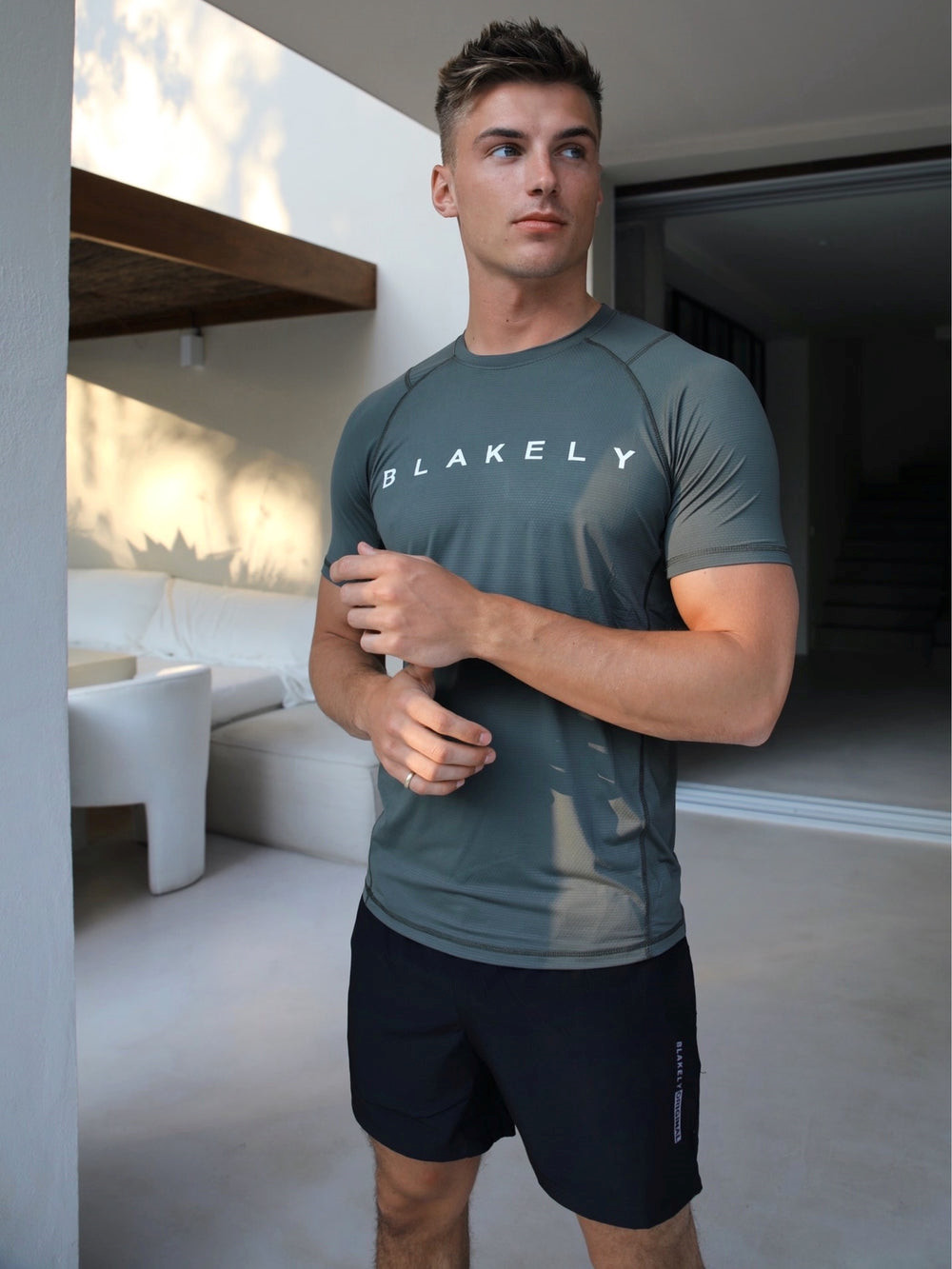 Blakely Alert Gym T-Shirt Khaki Zielone | 406857-IRW