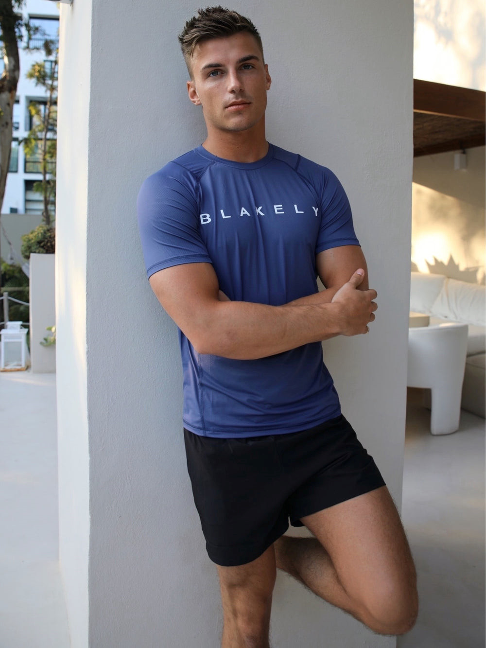 Blakely Alert Gym T-Shirt Niebieskie | 014589-XWN