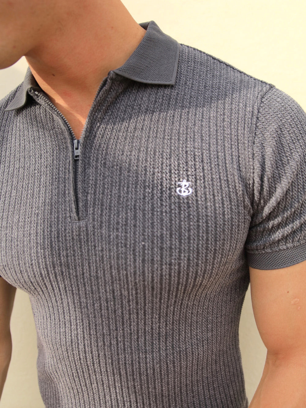 Blakely Anzi Textured Polo Charcoal | 154682-FTU