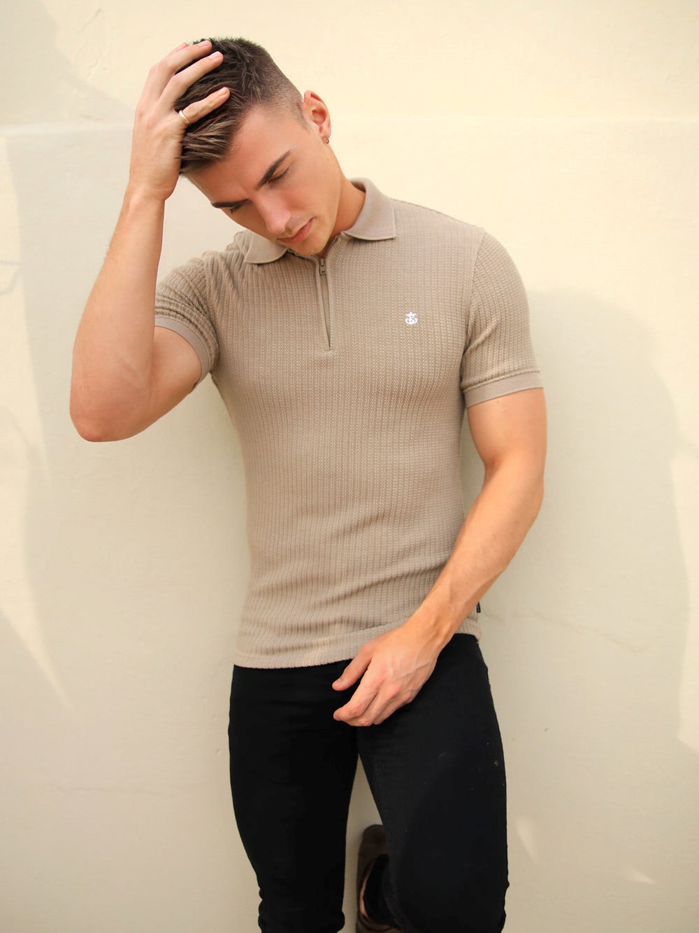 Blakely Anzi Textured Polo Tan | 576203-WEC