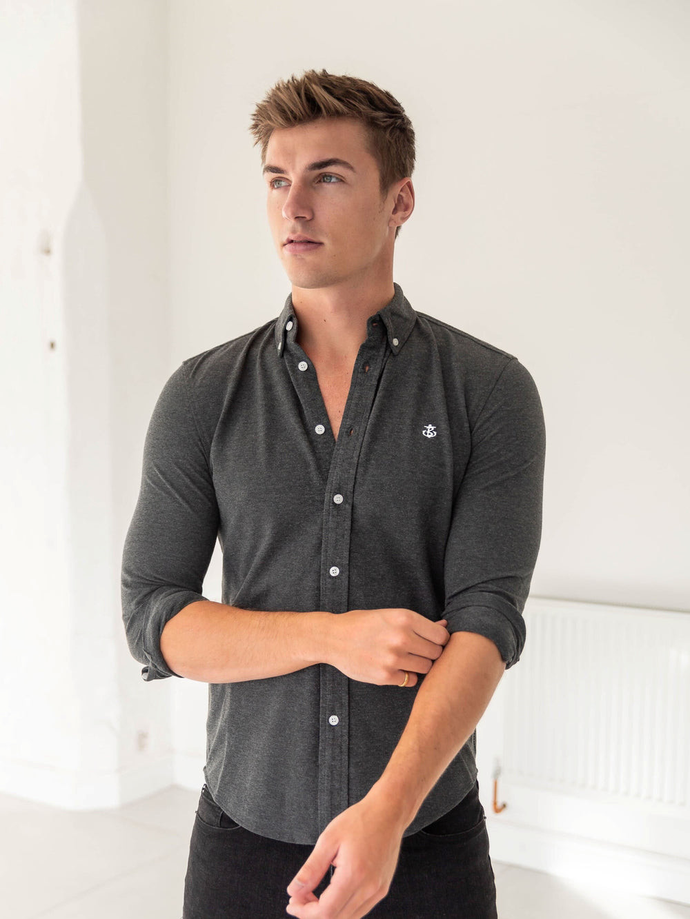 Blakely Arlo Soft Stretch Shirt Charcoal | 450832-AOU