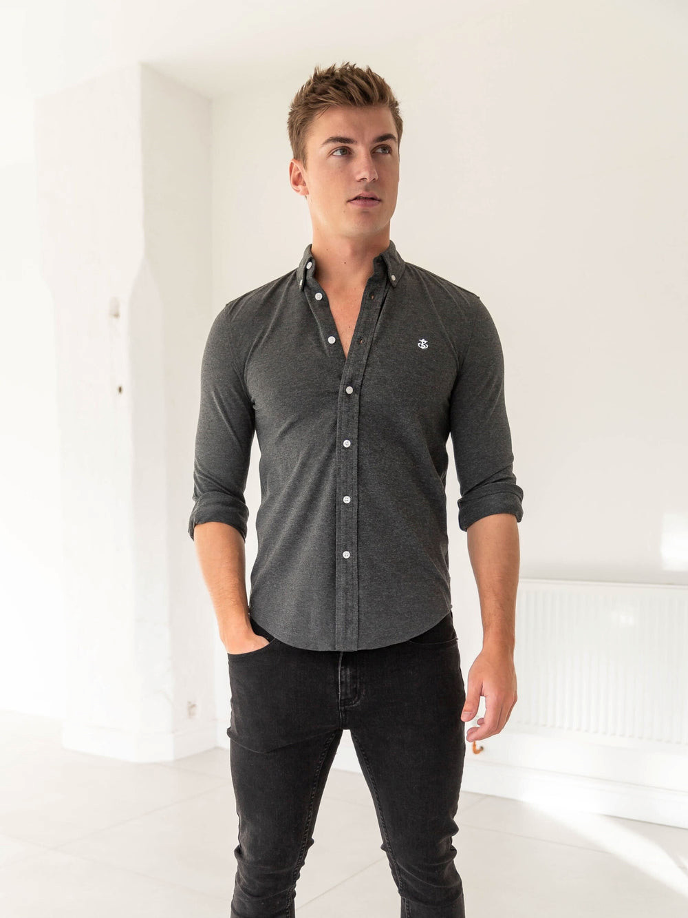 Blakely Arlo Soft Stretch Shirt Charcoal | 450832-AOU