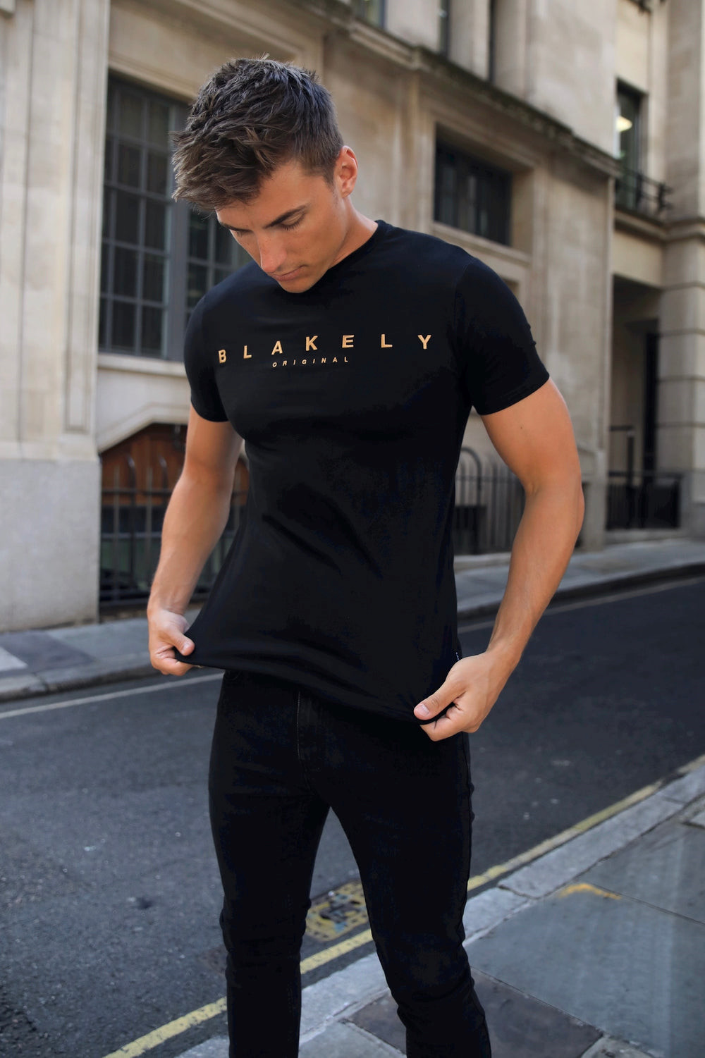 Blakely Goldcross T-Shirt Czarne | 718304-JXR