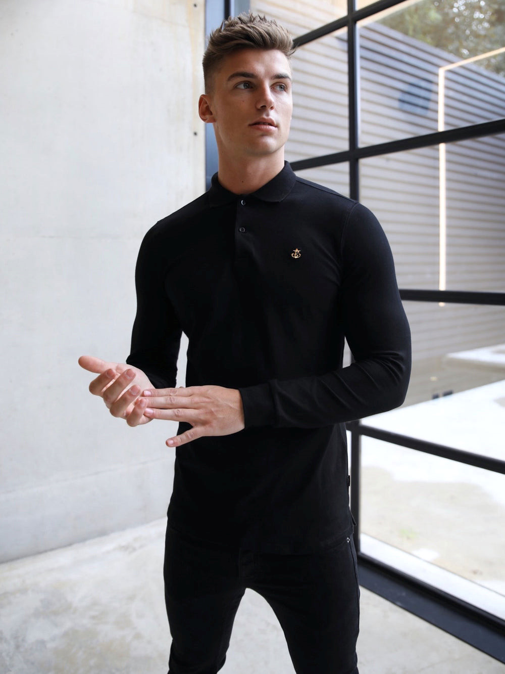 Blakely Harrow Long-Sleeve Polo Shirt Czarne | 184957-LGW