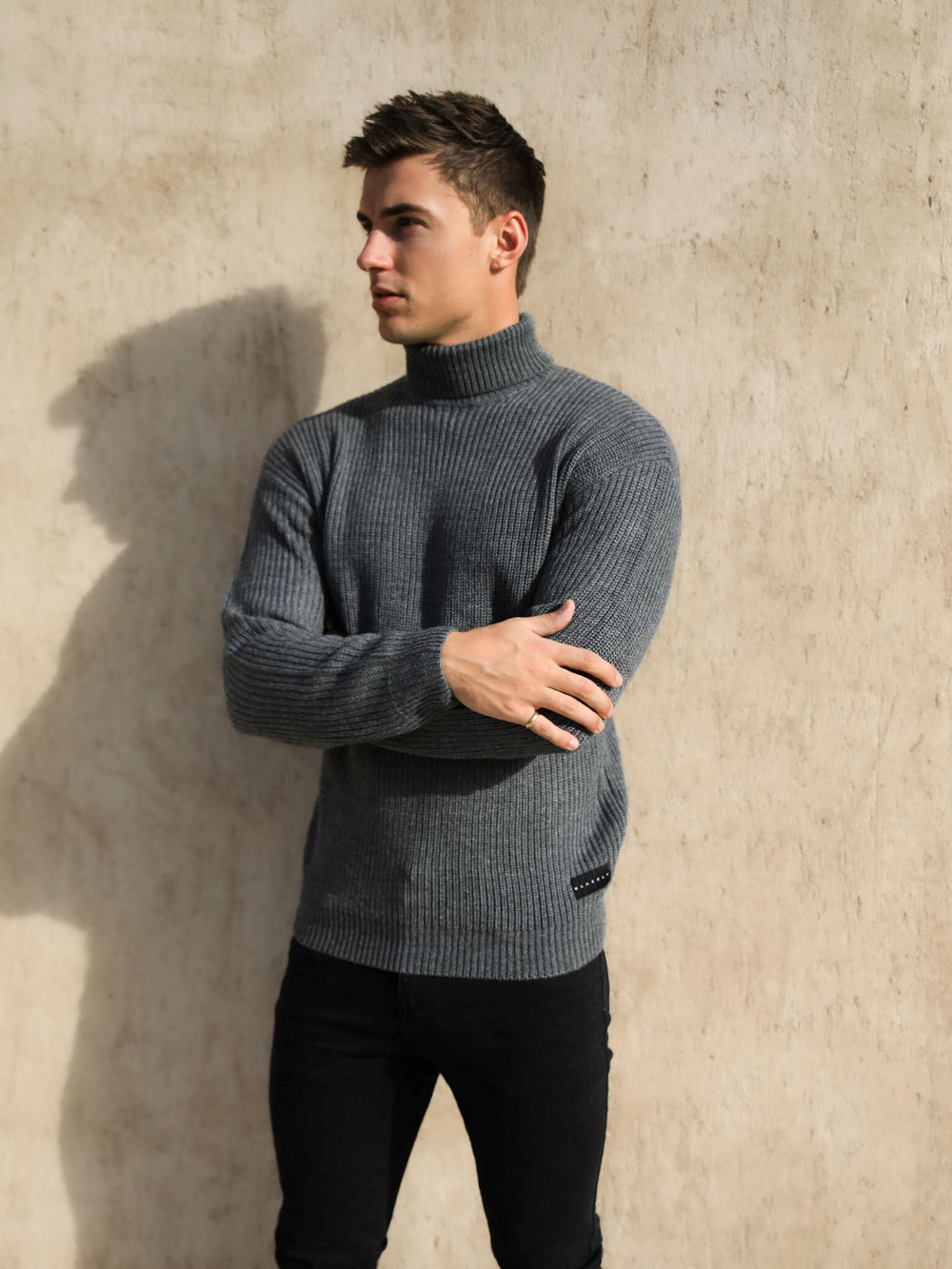 Blakely Hemsworth Roll Neck Jumper Charcoal | 735892-VCU