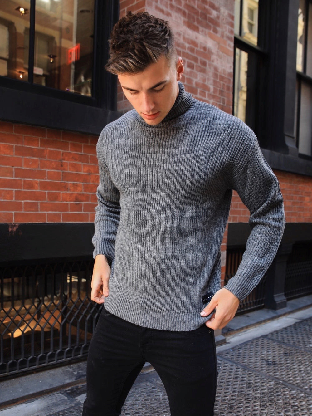 Blakely Hemsworth Roll Neck Jumper Charcoal | 735892-VCU