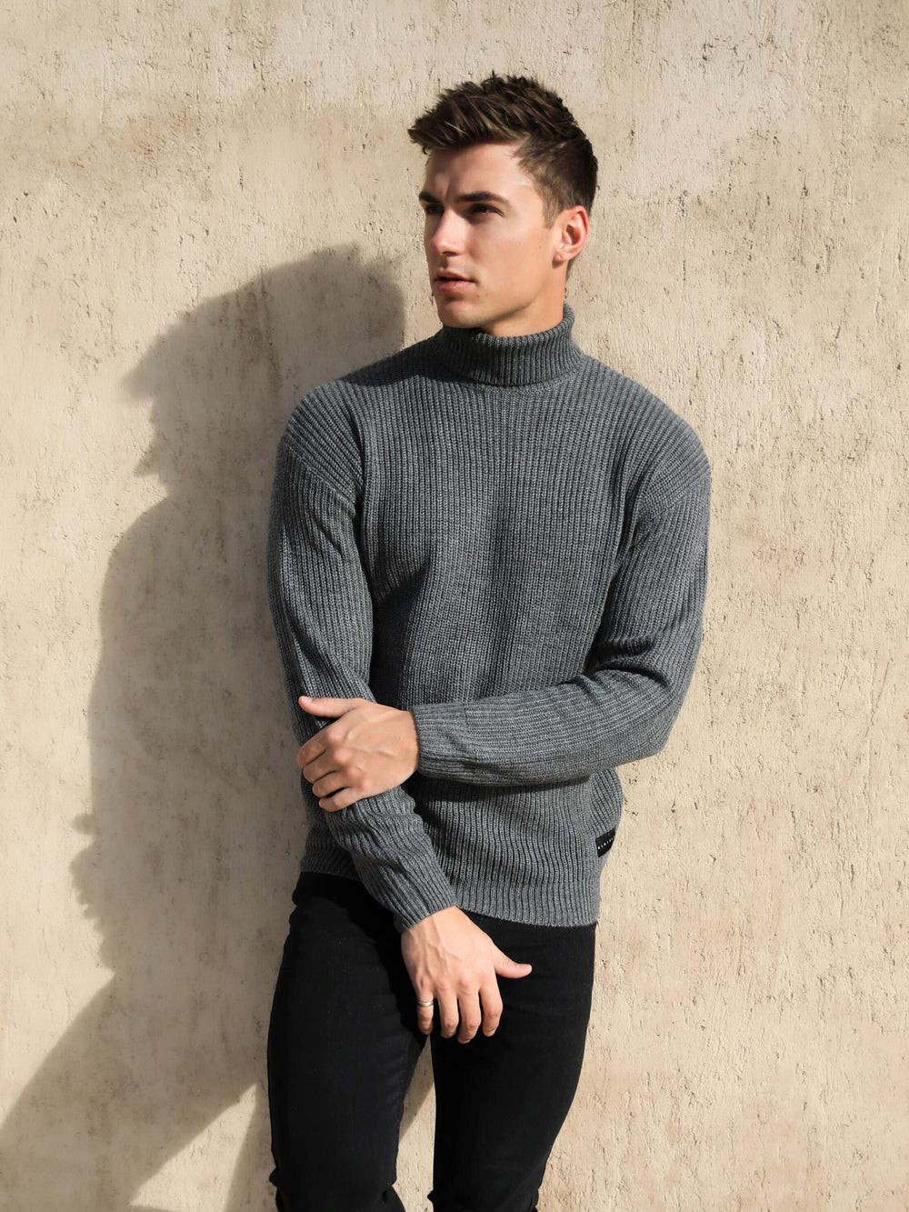 Blakely Hemsworth Roll Neck Jumper Charcoal | 735892-VCU