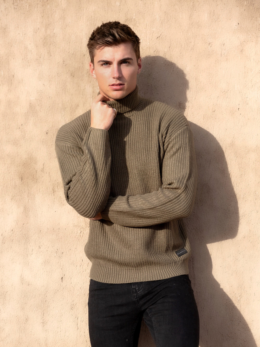 Blakely Hemsworth Roll Neck Jumper Khaki | 564123-KHR