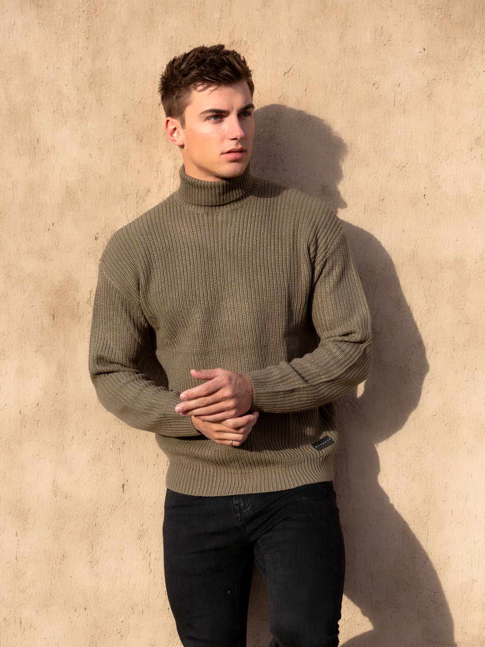 Blakely Hemsworth Roll Neck Jumper Khaki | 564123-KHR