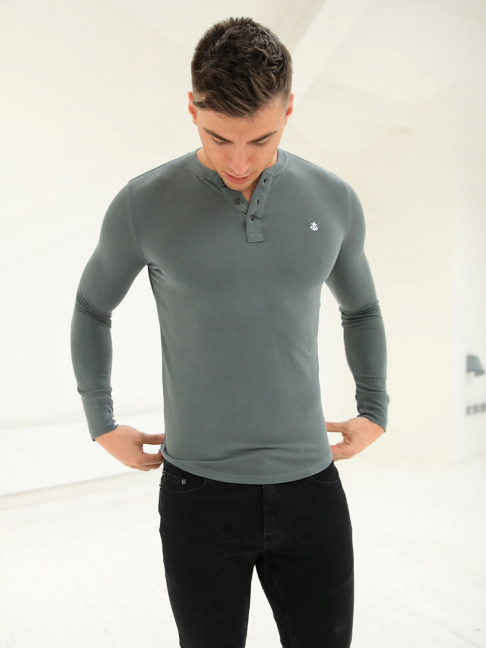 Blakely Henley Brushed Soft T-Shirt Zielone | 172583-BPC