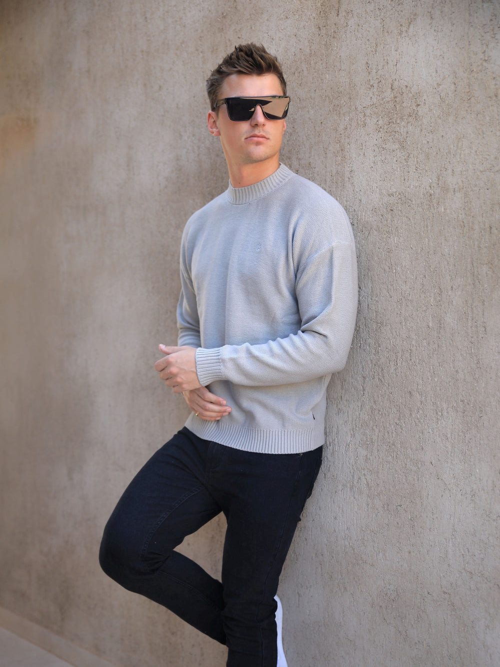 Blakely Huxley Knit Jumper Pale Concrete | 427985-ZVB