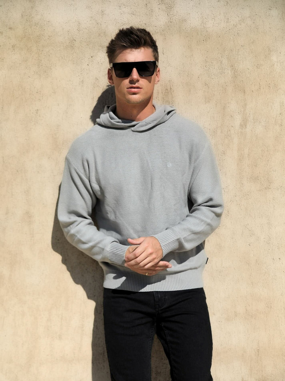 Blakely Huxley Knitted Hoodie Pale Concrete | 659412-PRI