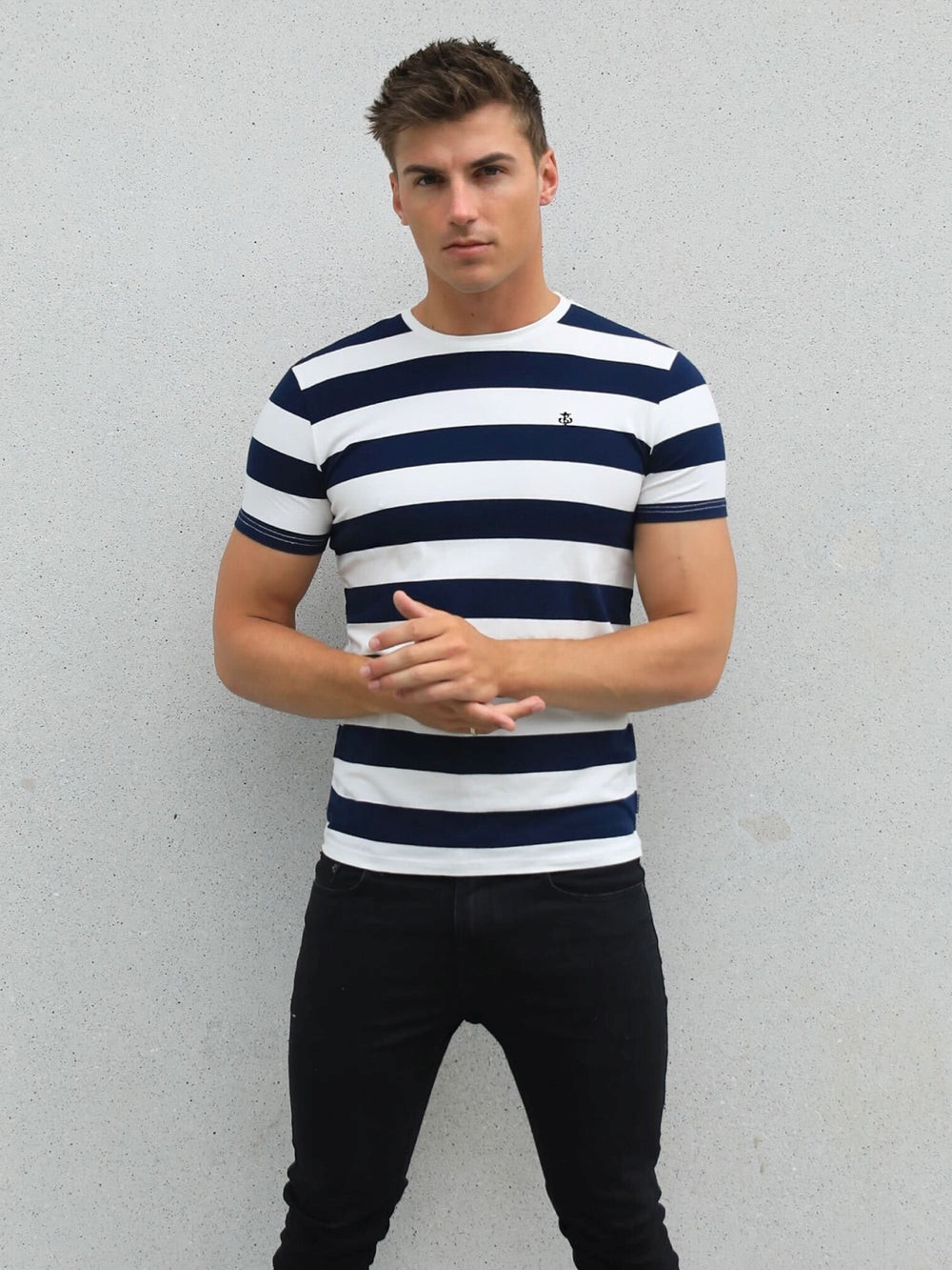 Blakely Loano Stripe T-Shirt Granatowe | 013962-GWA