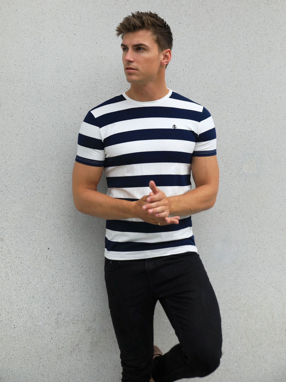 Blakely Loano Stripe T-Shirt Granatowe | 013962-GWA