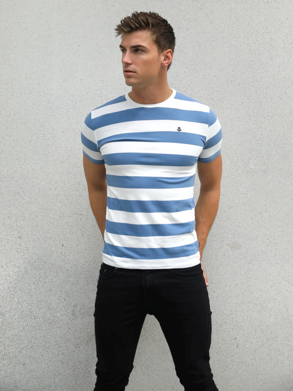 Blakely Loano Stripe T-Shirt Niebieskie | 901635-ZTG