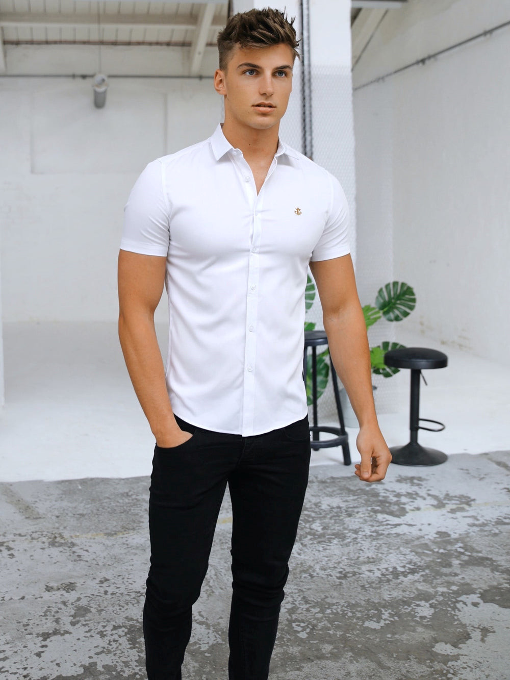 Blakely Melbourne Short Sleeve Shirt Białe | 804321-QJI