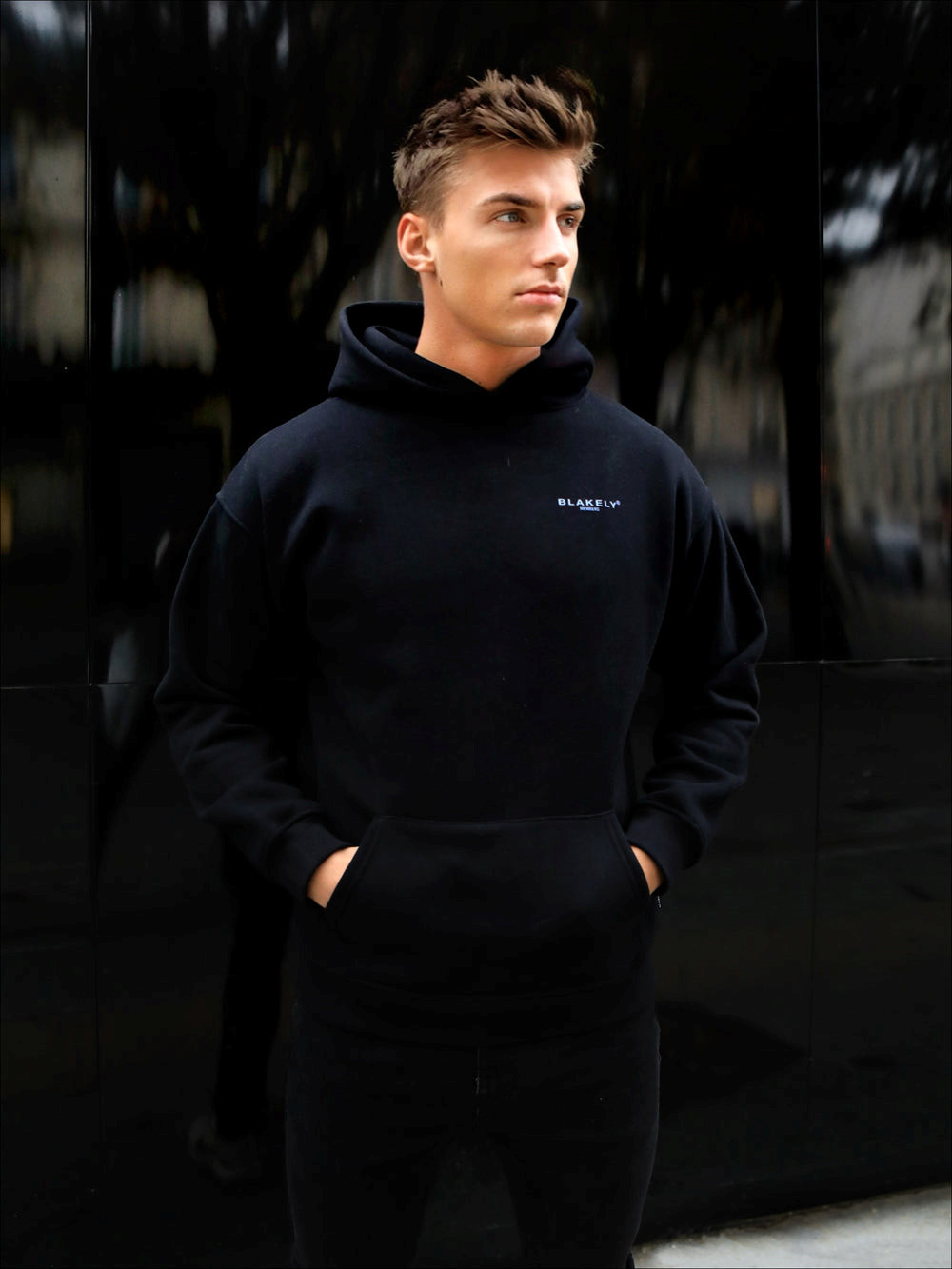 Blakely Members Relaxed Hoodie Czarne Niebieskie | 895701-VEP