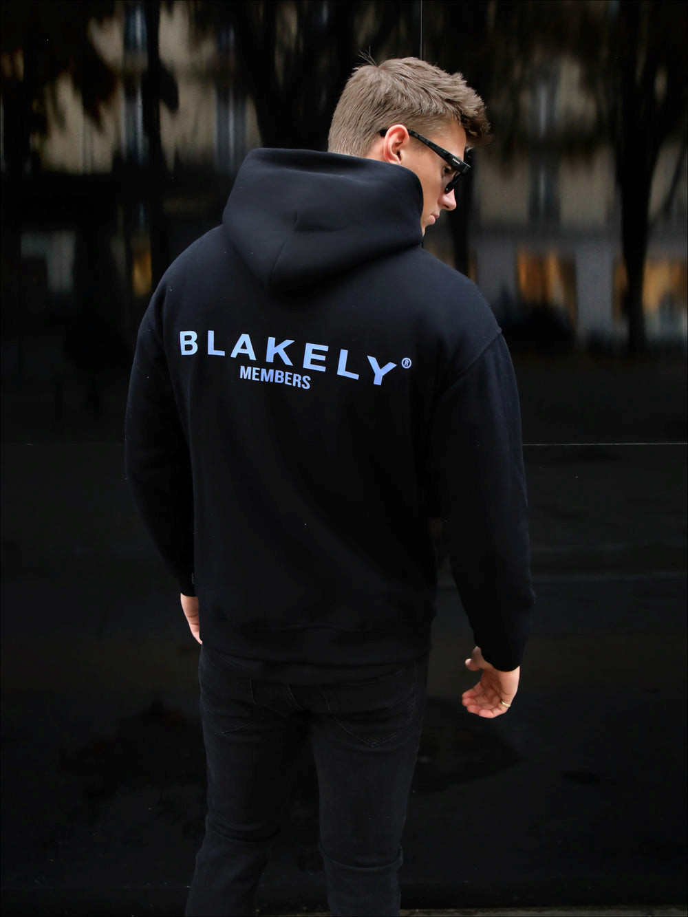 Blakely Members Relaxed Hoodie Czarne Niebieskie | 895701-VEP